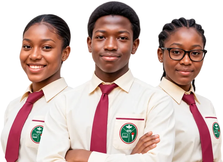 Three Christ The Redeemer students in school uniform